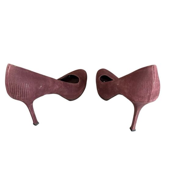 Vintage Yves Saint Laurent Burgundy Faux Snakeskin Leather Pumps Size 8 US - Picture 8 of 13